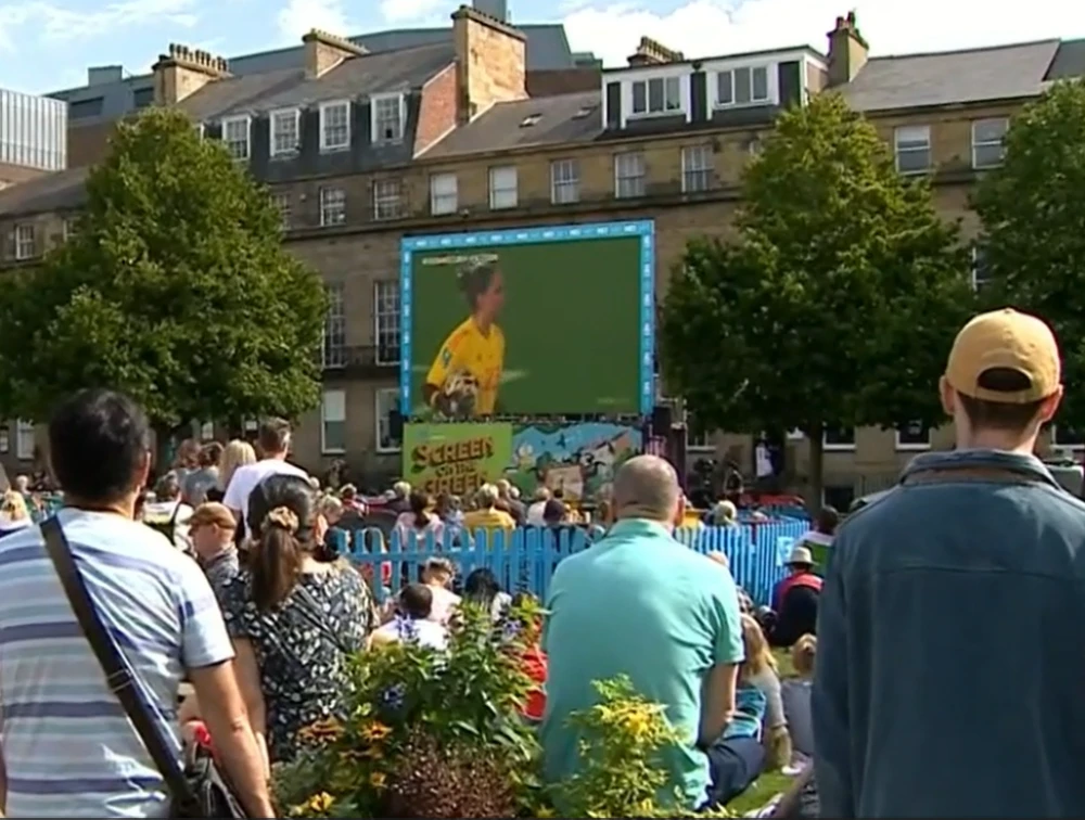 BBC Look North covers the FIFA Women's World Cup final at NE1's Screen on the Green.