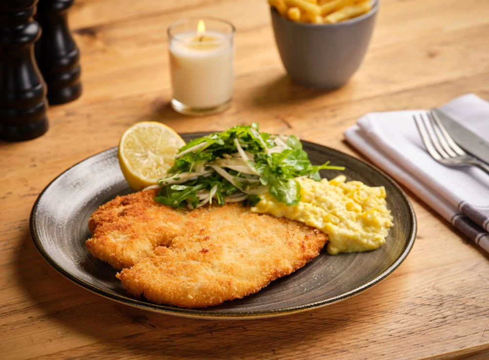 Chicken schnitzel at Social Bird